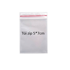 Túi zip số 5 x 7 cm trắng trong suốt chỉ đỏ