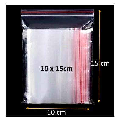 Túi zipper 10x15cm chỉ đỏ